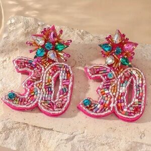 ✨Anthropologie Bellini Pink Beaded Birthday Earrings